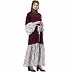 Printed Casual dress abaya- Wine and printed